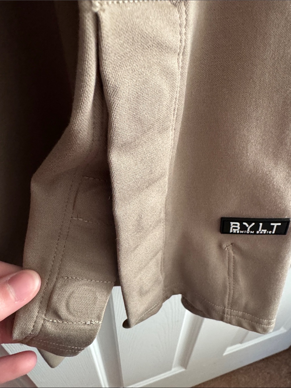 BYLT Basics Women's Quarter-Zip Pullover in Tan - Picture 4 of 6